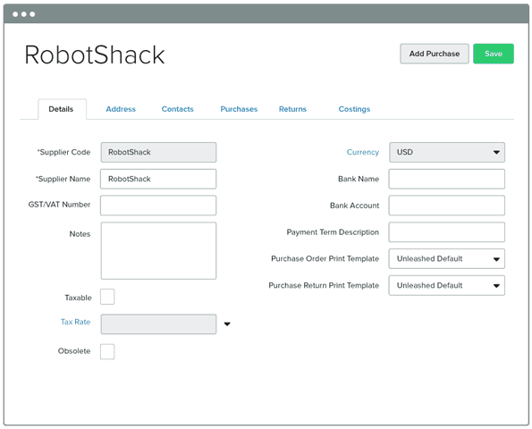 Unleashed - Supplier Management