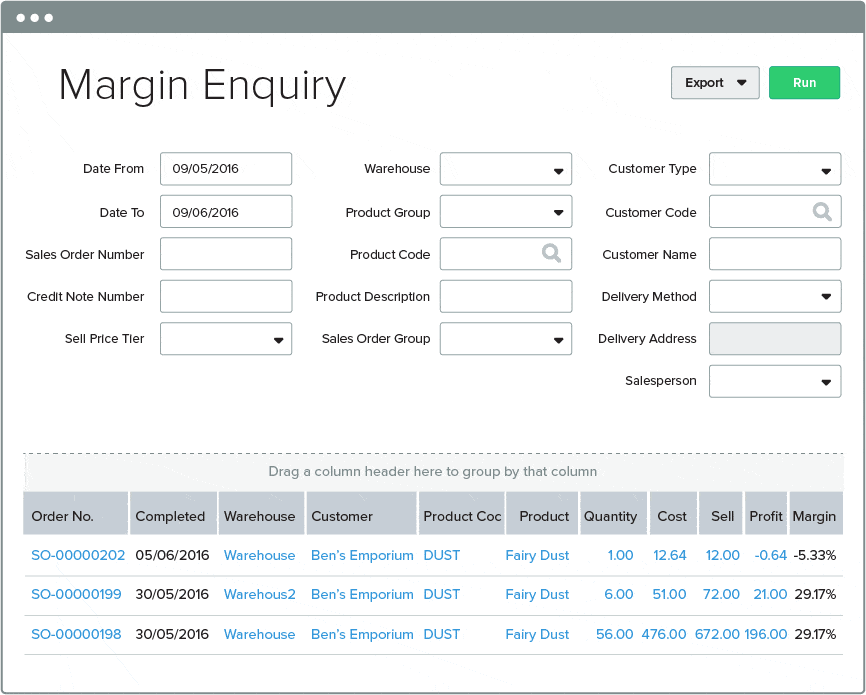 Margin visibility