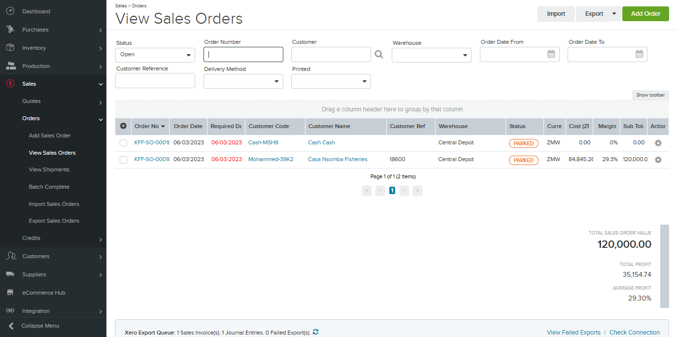 Unleashed - Purchase Orders and Sales Orders
